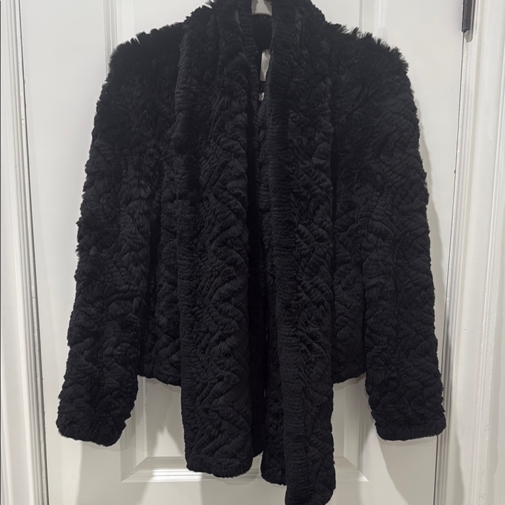 Joie Women’s Black Rabbit Fur Jacket